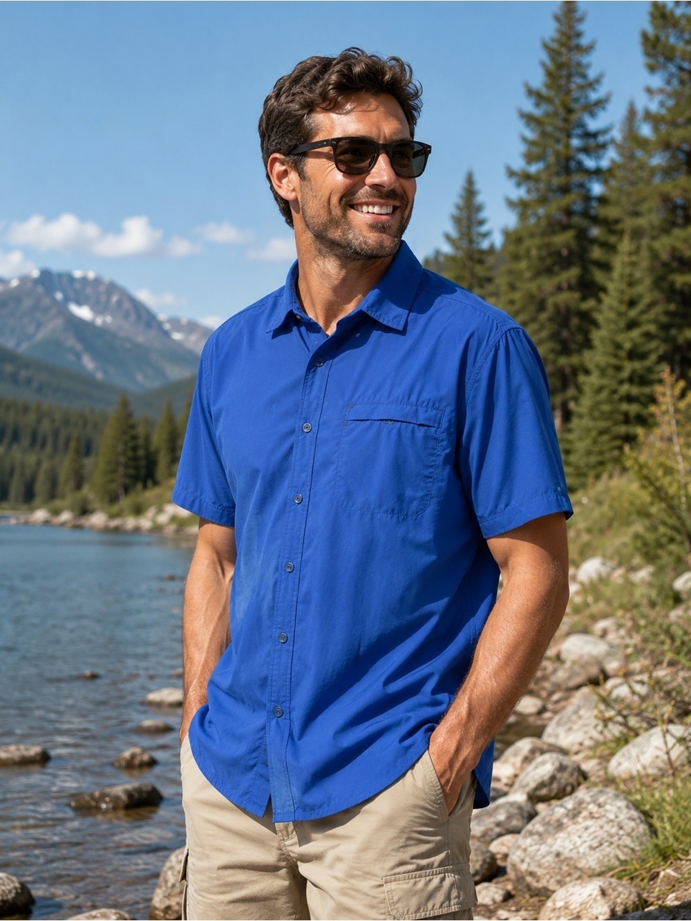 Exofficio Fishing Shirt Men’s  Blue Vented Quick Dry Size XL